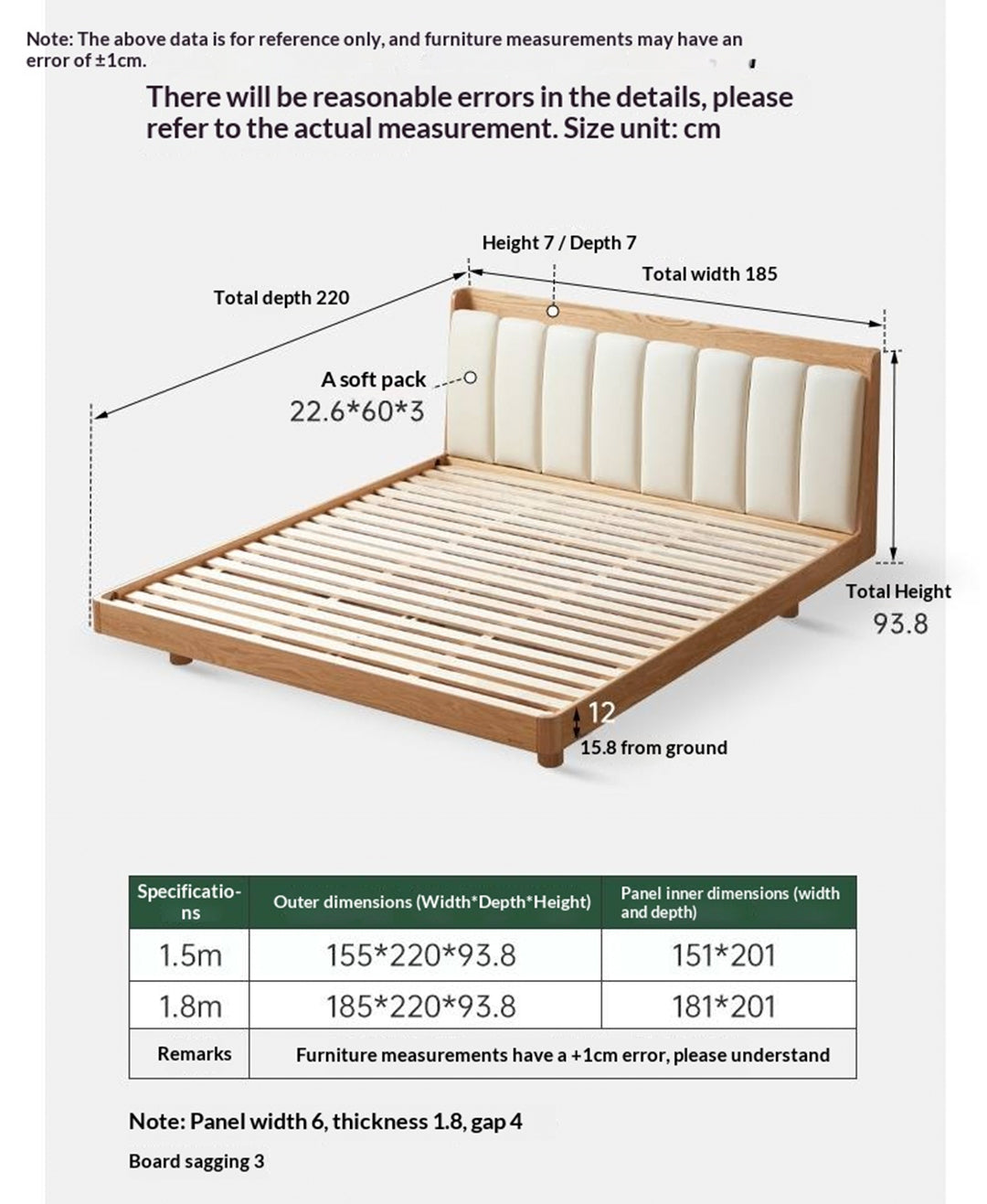 Oak Solid Wood Suspended Bed with Soft Backrest – Piano Key Design