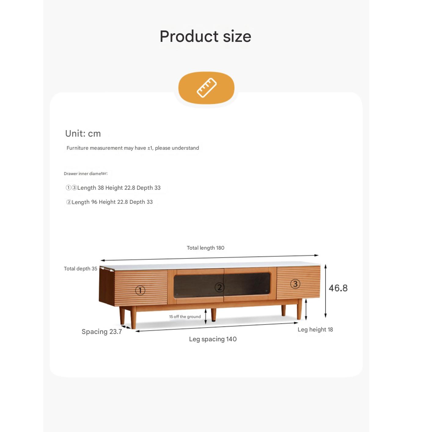 Pine Solid Wood Modern Rock Floor TV Cabinet.