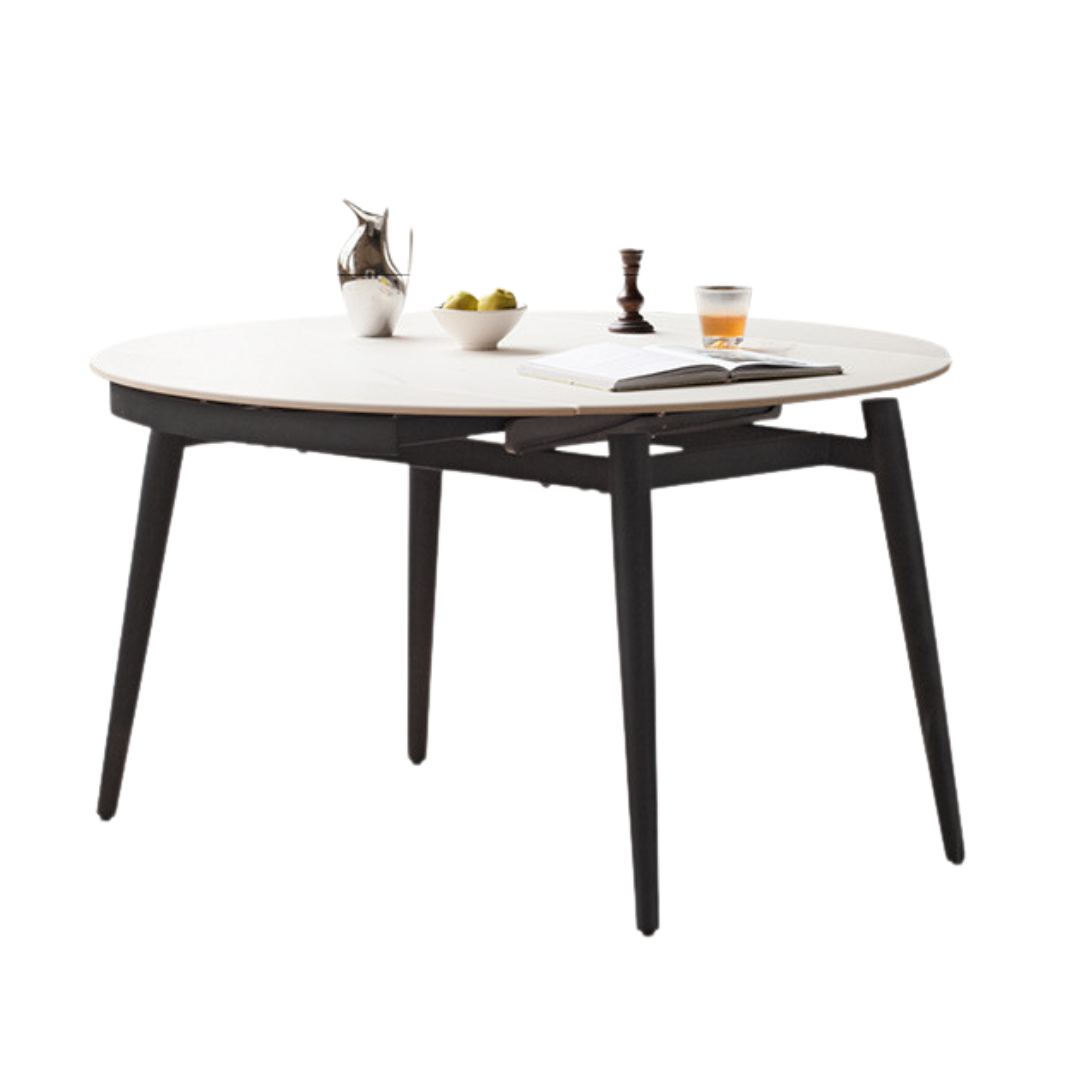 Folding Rock Table Metal Legs Light Luxury Round Dining Table