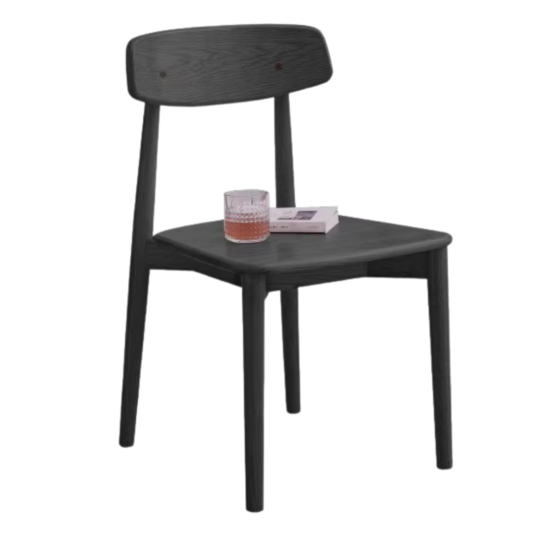 4 Pcs Oak Solid Wood, Solid Rubberwood Black Chair