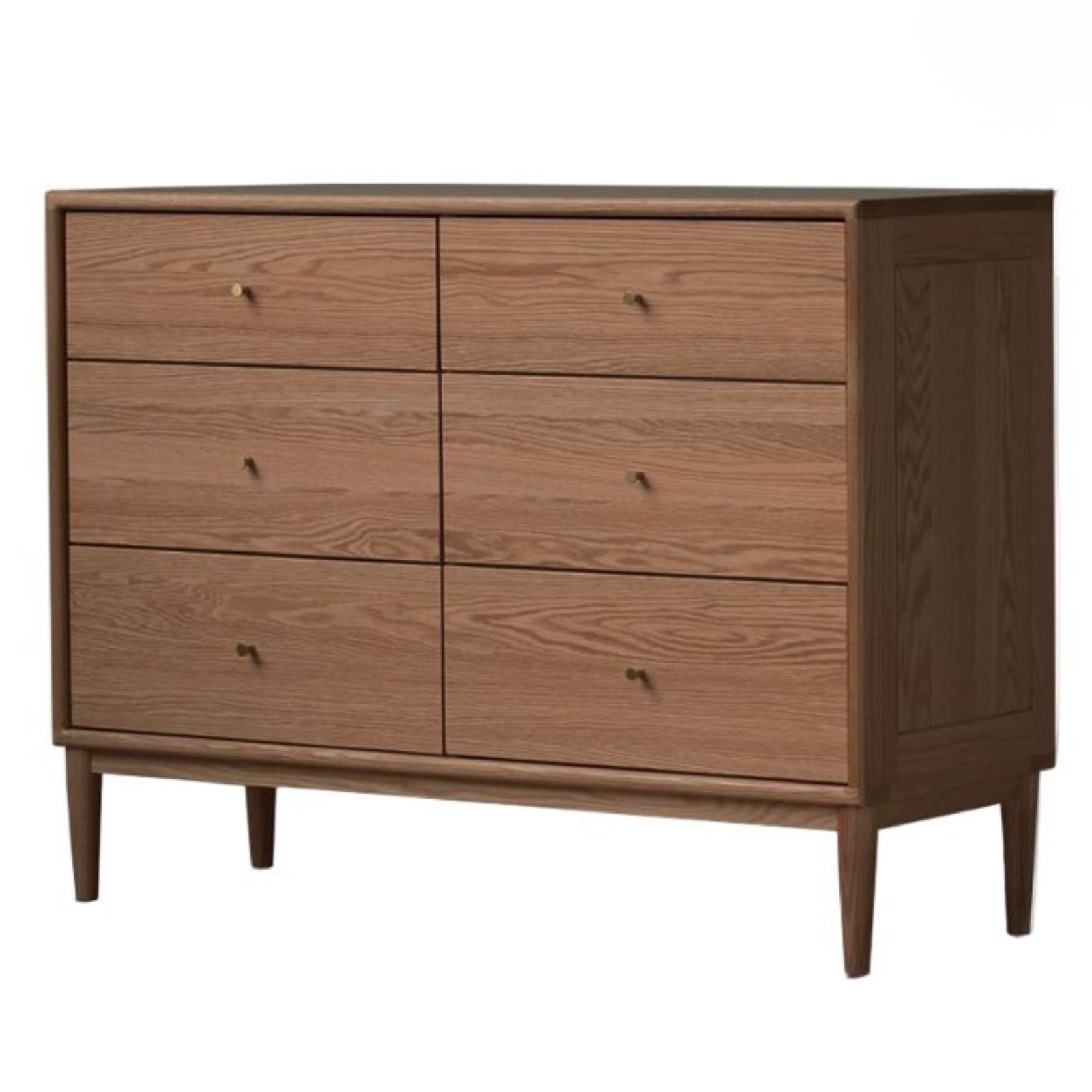 Oak, Solid Rubberwood Modern Minimalist Chest of Drawers