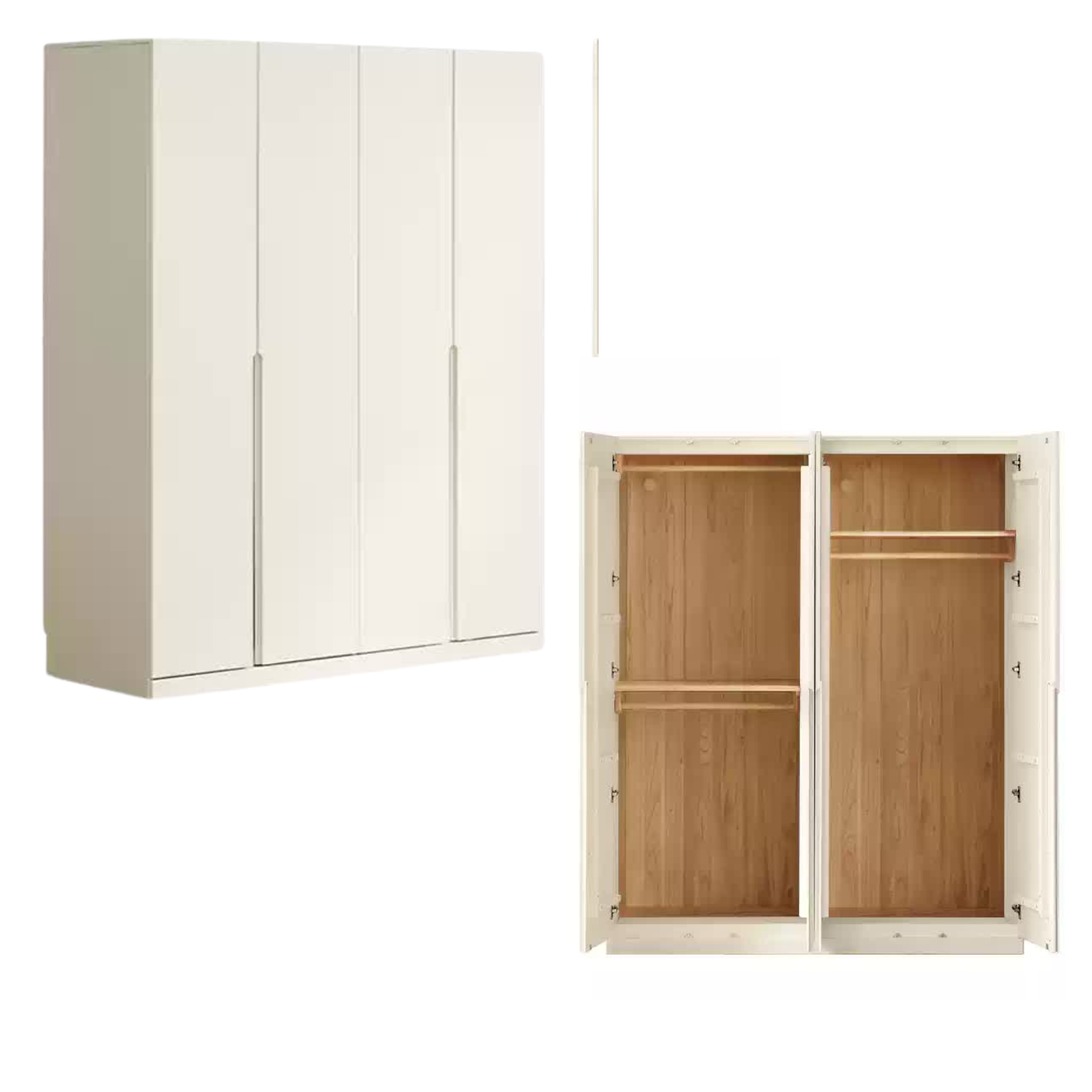 Solid Rubberwood Cream Style Nordic Wardrobe.