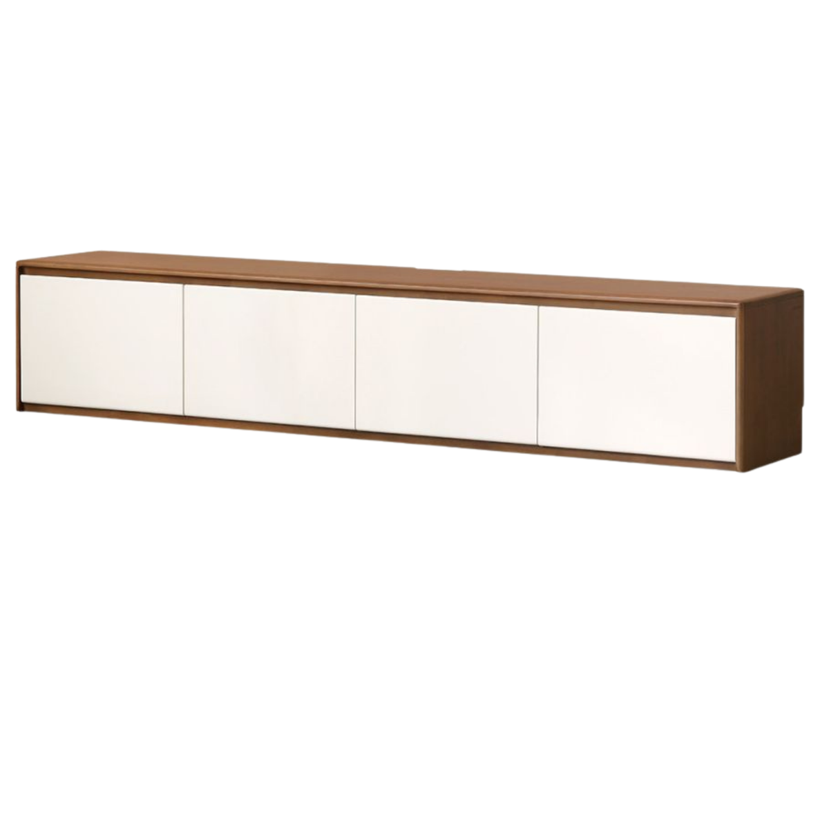 Solid RubberWood TV Console with Two-Tone Color Block Design and Full Pull-Out Drawers