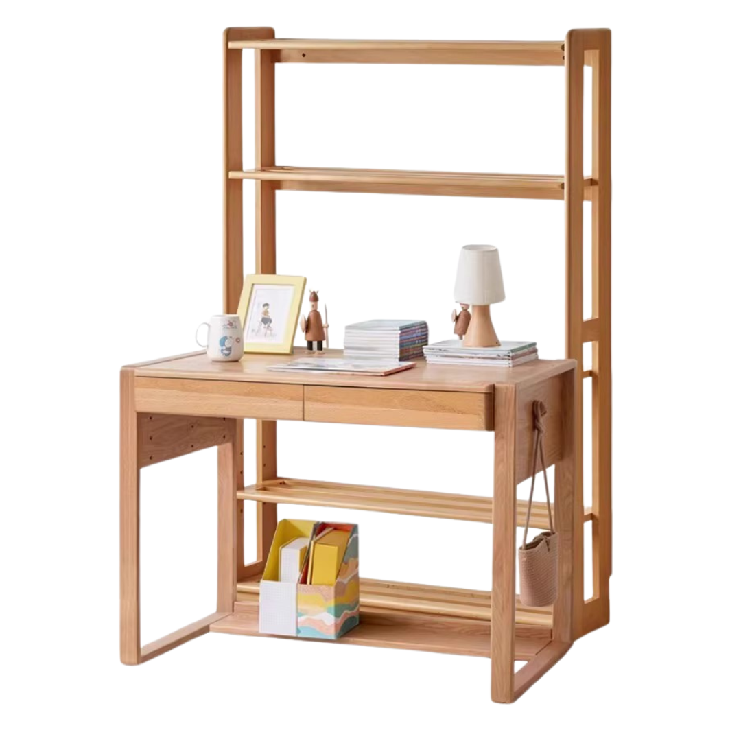 Beech, Oak Solid Wood Floor-To-Ceiling Bookshelf, Toy Storage