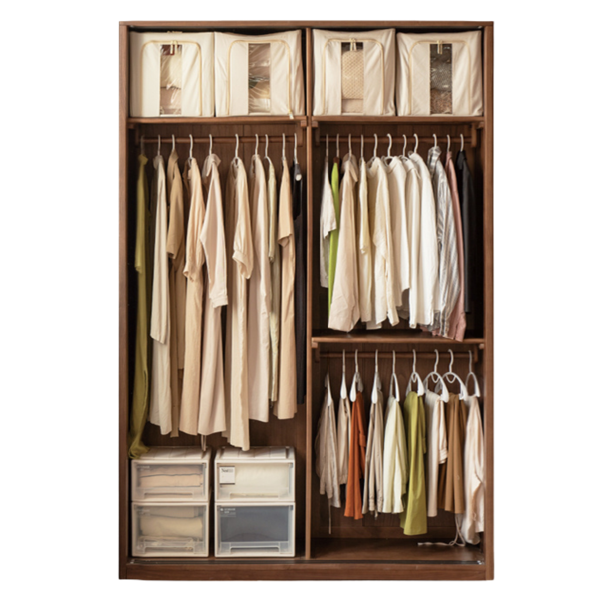 Black Walnut Solid Wood Sliding Door Wardrobe.