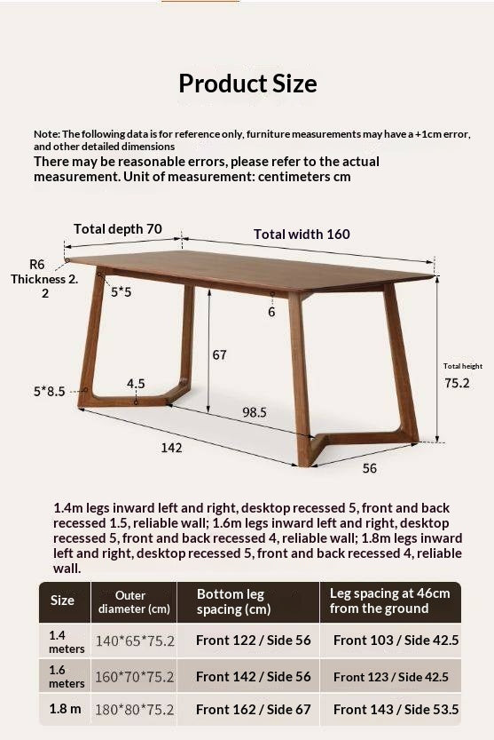 Black Walnut, Oak, Sandalwood Solid Wood Rectangular Dining Table