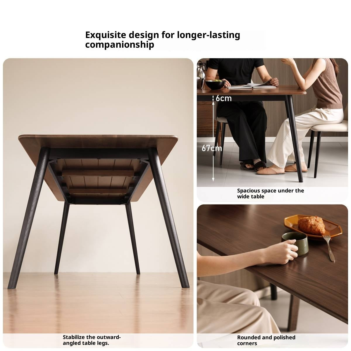 Black Walnut Solid Wood Italian Light Luxury Dining Table