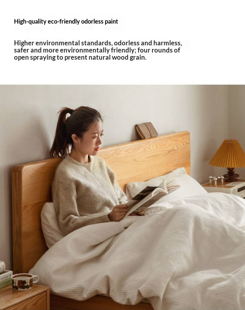 Oak Solid Wood Box Bed — Modern Minimalist Bed