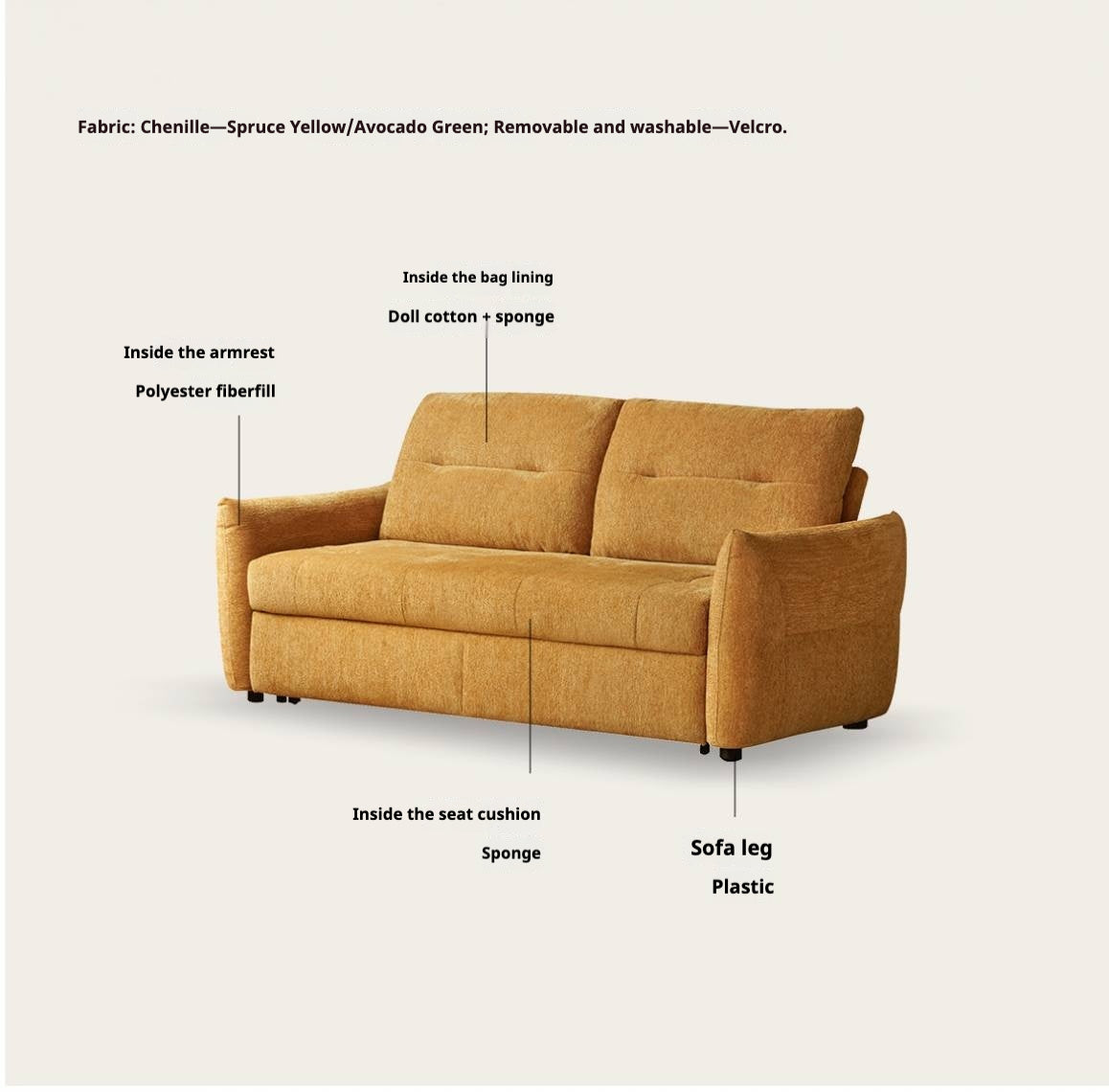 Chenille Sleeper Sofa with Pull-Out Bed Extension