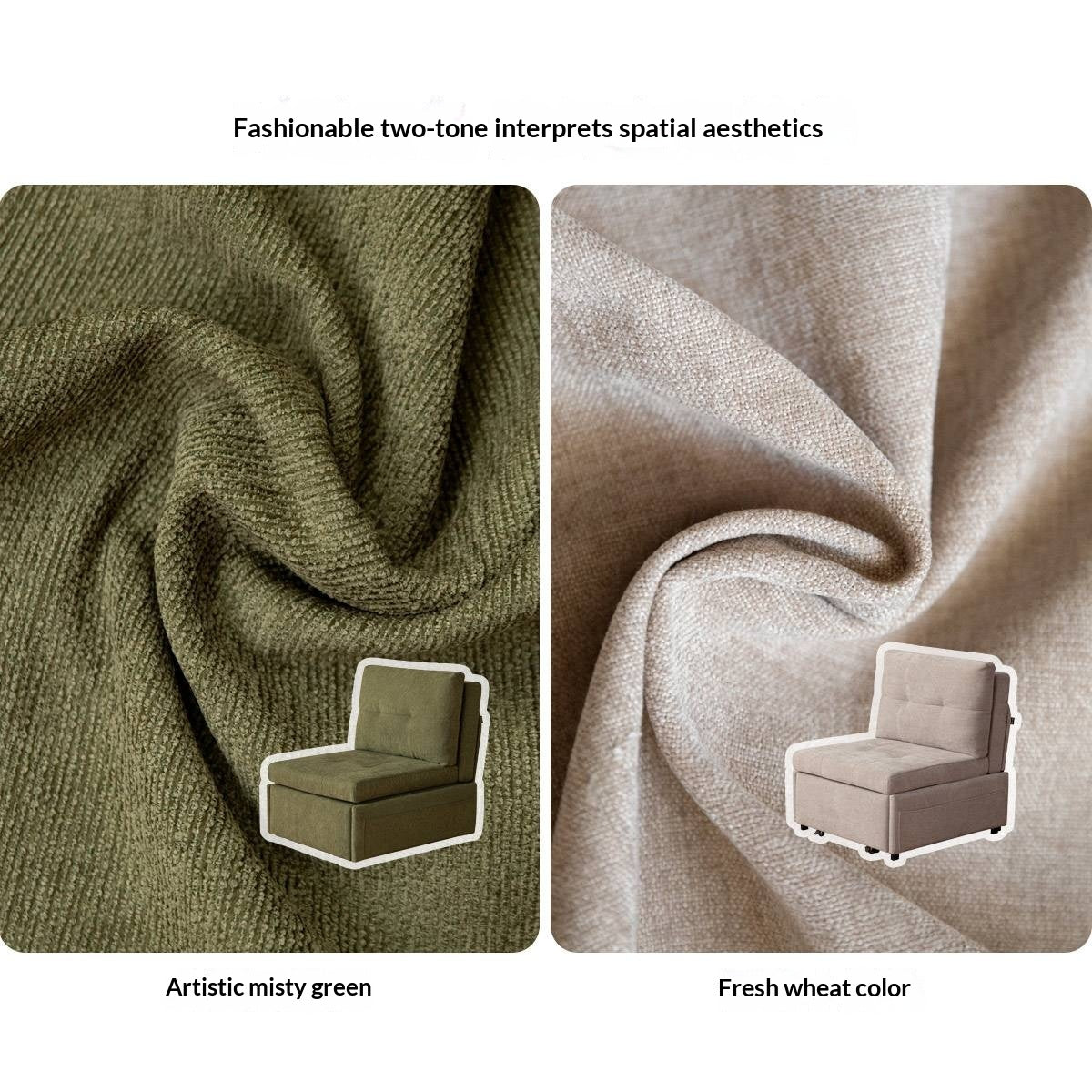 Fabric Convertible Sleeper Chair with Side Storage Pocket
