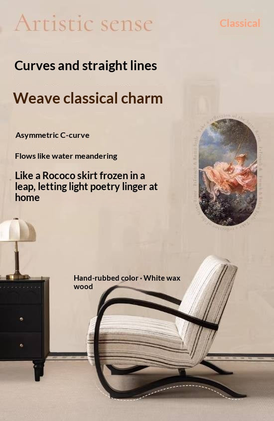 Ash Solid Wood Mid-Century Modern Rocking Accent Chair with Bentwood Frame