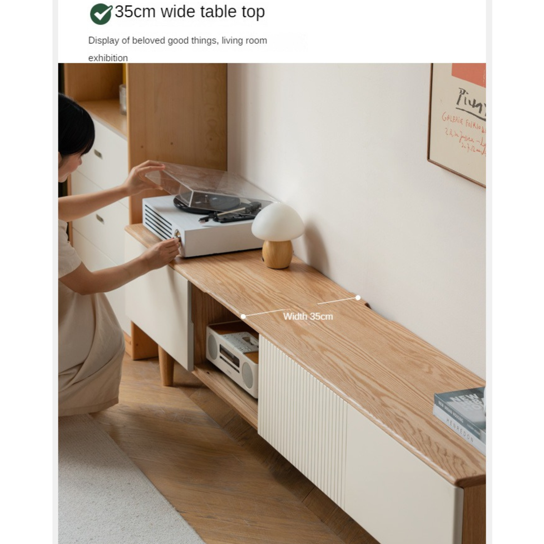 Oak Solid Wood Modern Storage TV Cabinet.