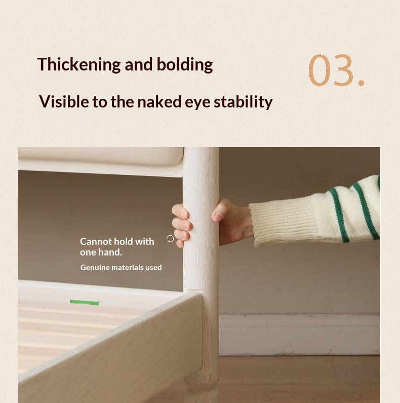 Rubberwood Solid Wood Upholstered Bed Retro Style White Bed