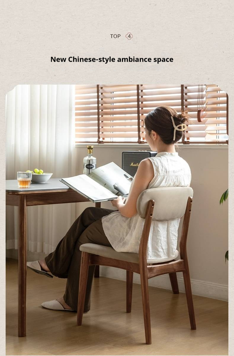 Set 4pcs Black Walnut Solid Wood Home Soft Back Dining Chair