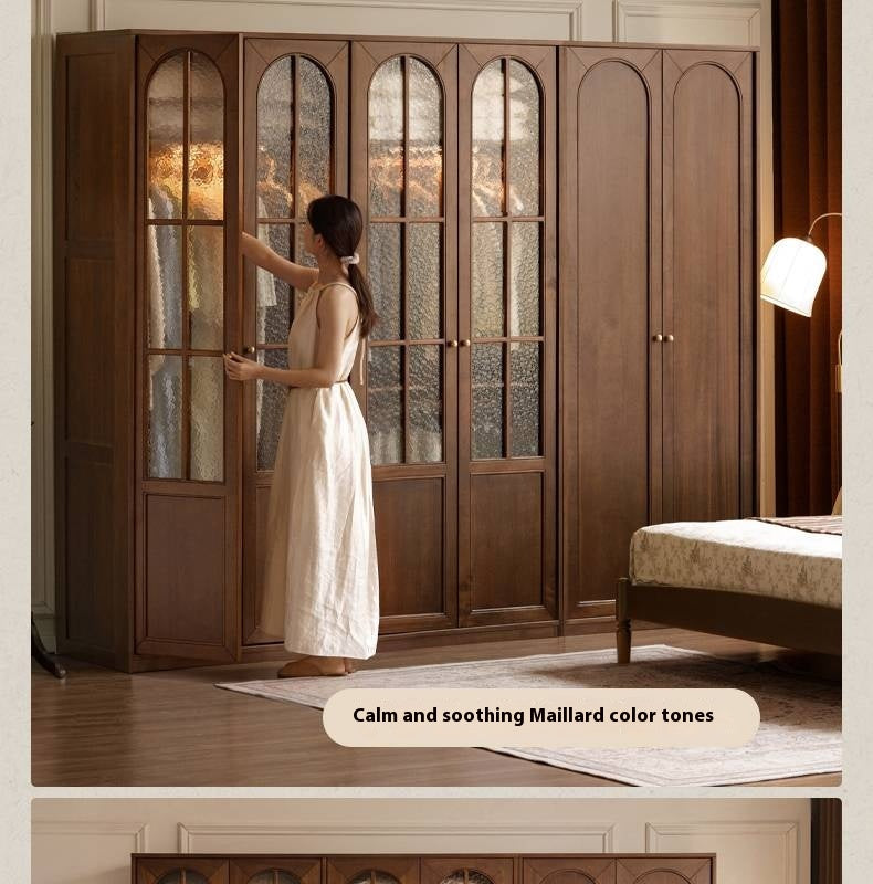 Solid Sandalwood French Retro Style Wardrobe