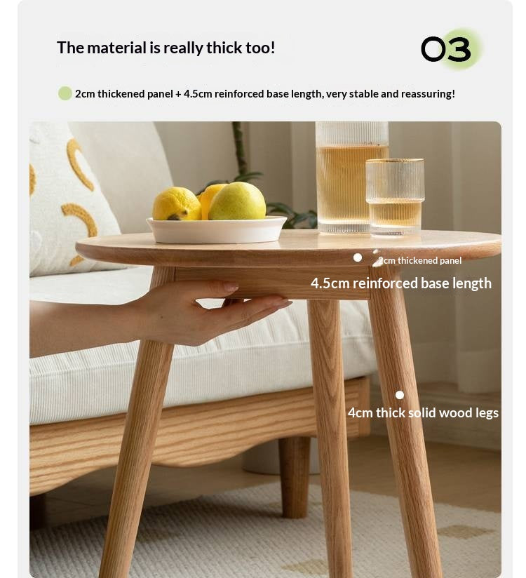 Oak, Solid RubberWood Nordic Style Side Table