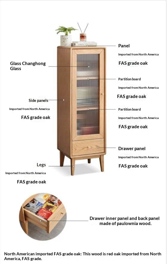 Oak, Ash Solid Wood Side Cabinet
