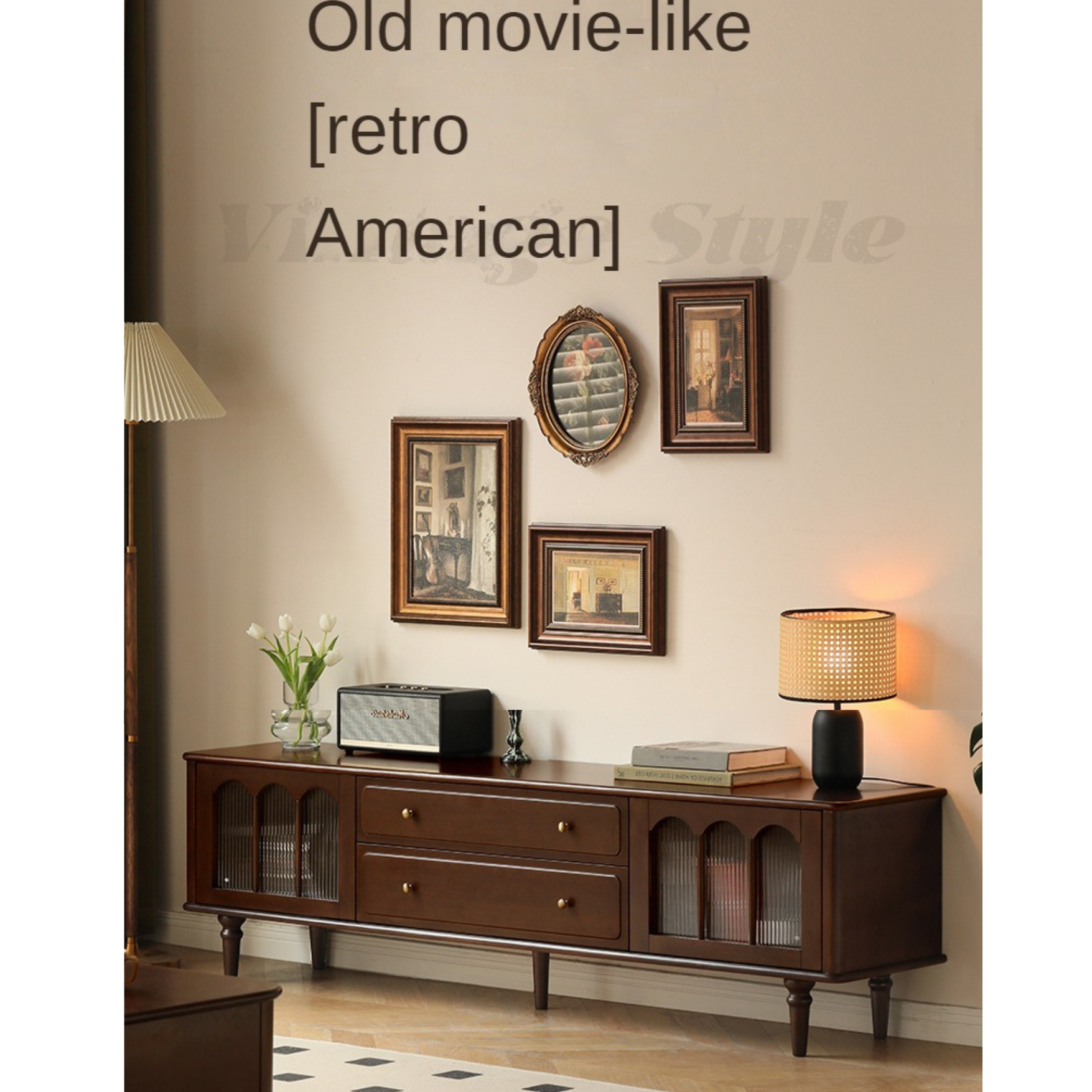 Poplar Solid Wood American Style TV Cabinet.