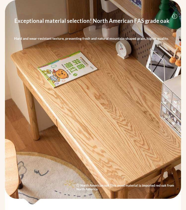 Oak Solid Wood Minimalist Kids Study Desk