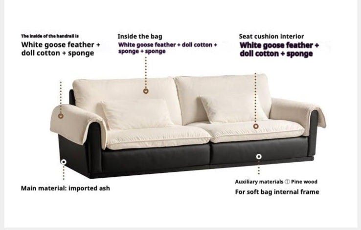 Chenille & Eco-Cloud Leather Sofa