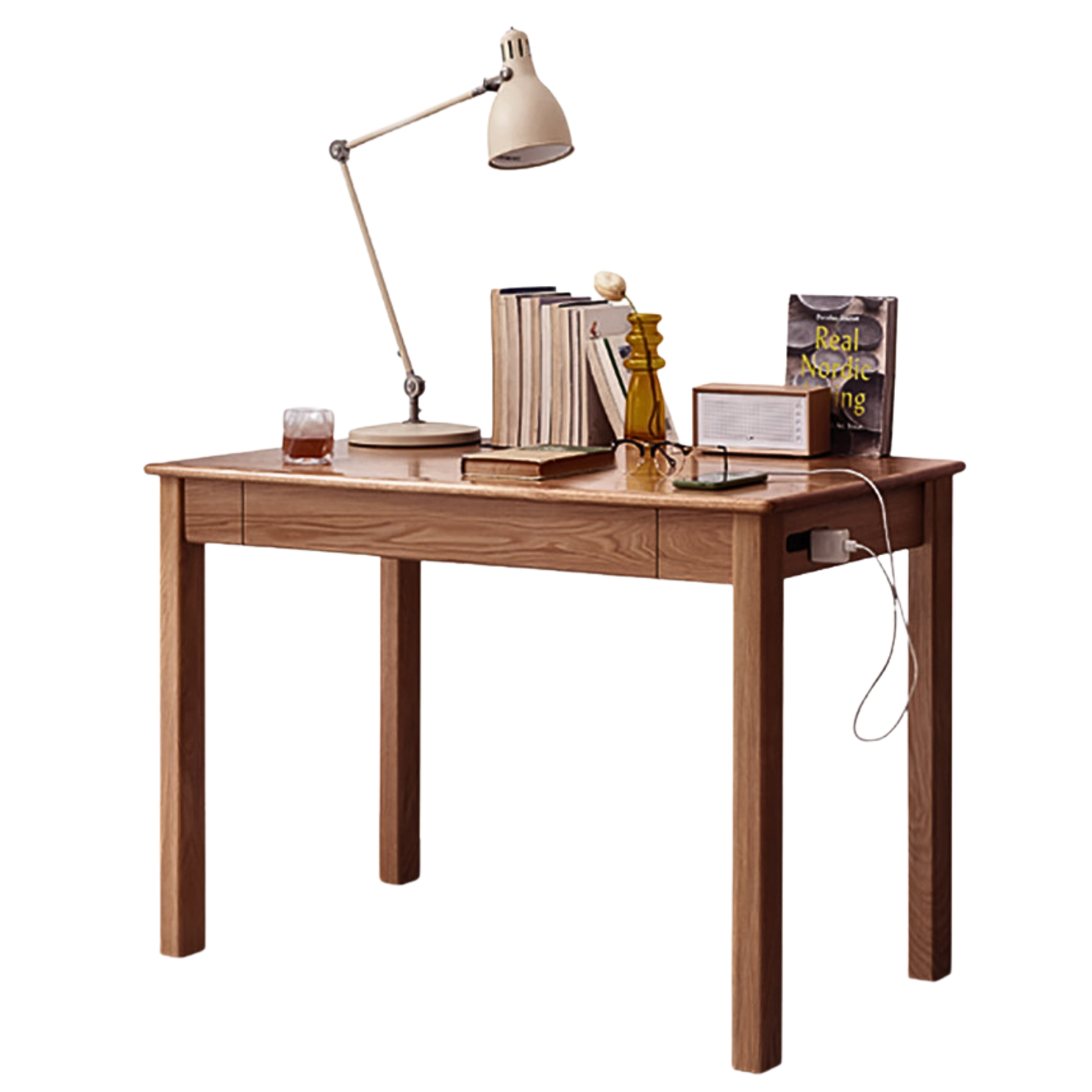 Oak, Ash Solid Wood USB Office Desk