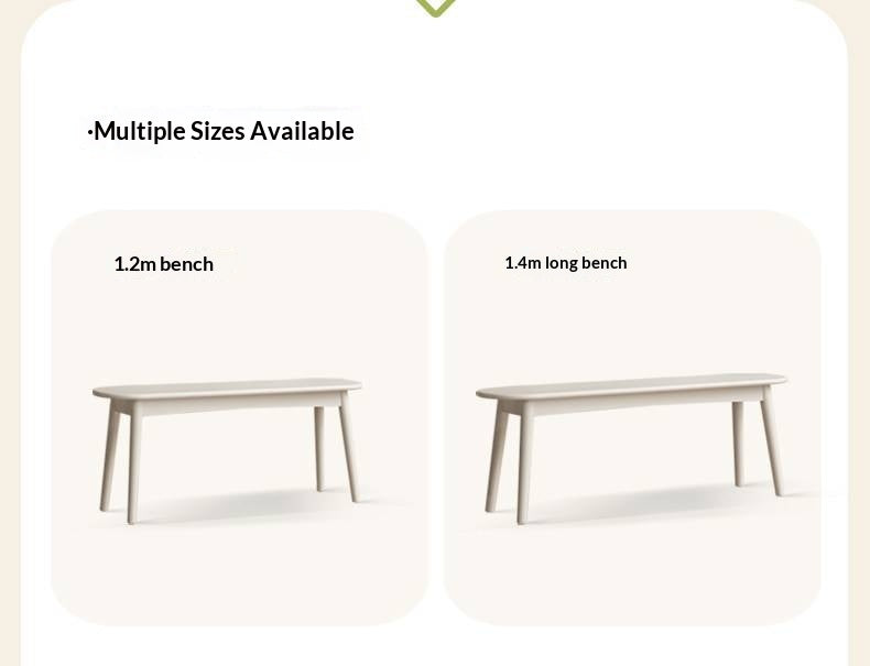 Solid Rubberwood French Cream Style Long Bench