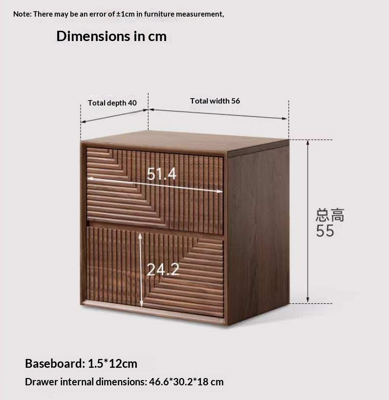 Black Walnut Solid Wood Modular Storage Cabinet, Mid Century Dresser with Geometric Front Design