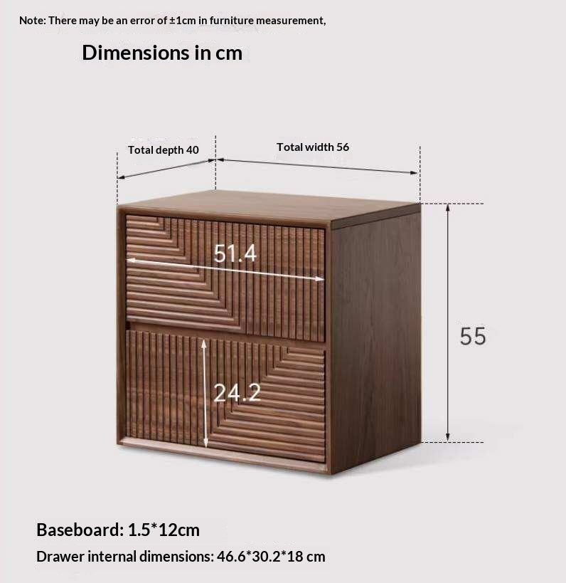 Black Walnut, Sandalwood Solid Wood Modular Storage Cabinet, Mid Century Dresser with Geometric Front Design