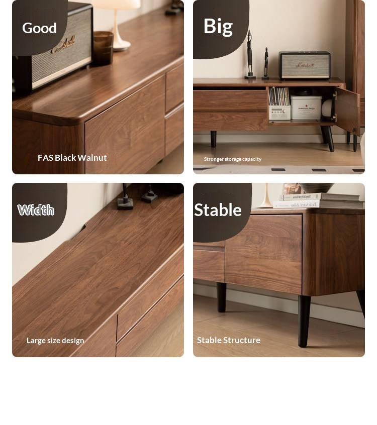 Black Walnut, Solid Sandalwood TV Cabinet Modern Simple.