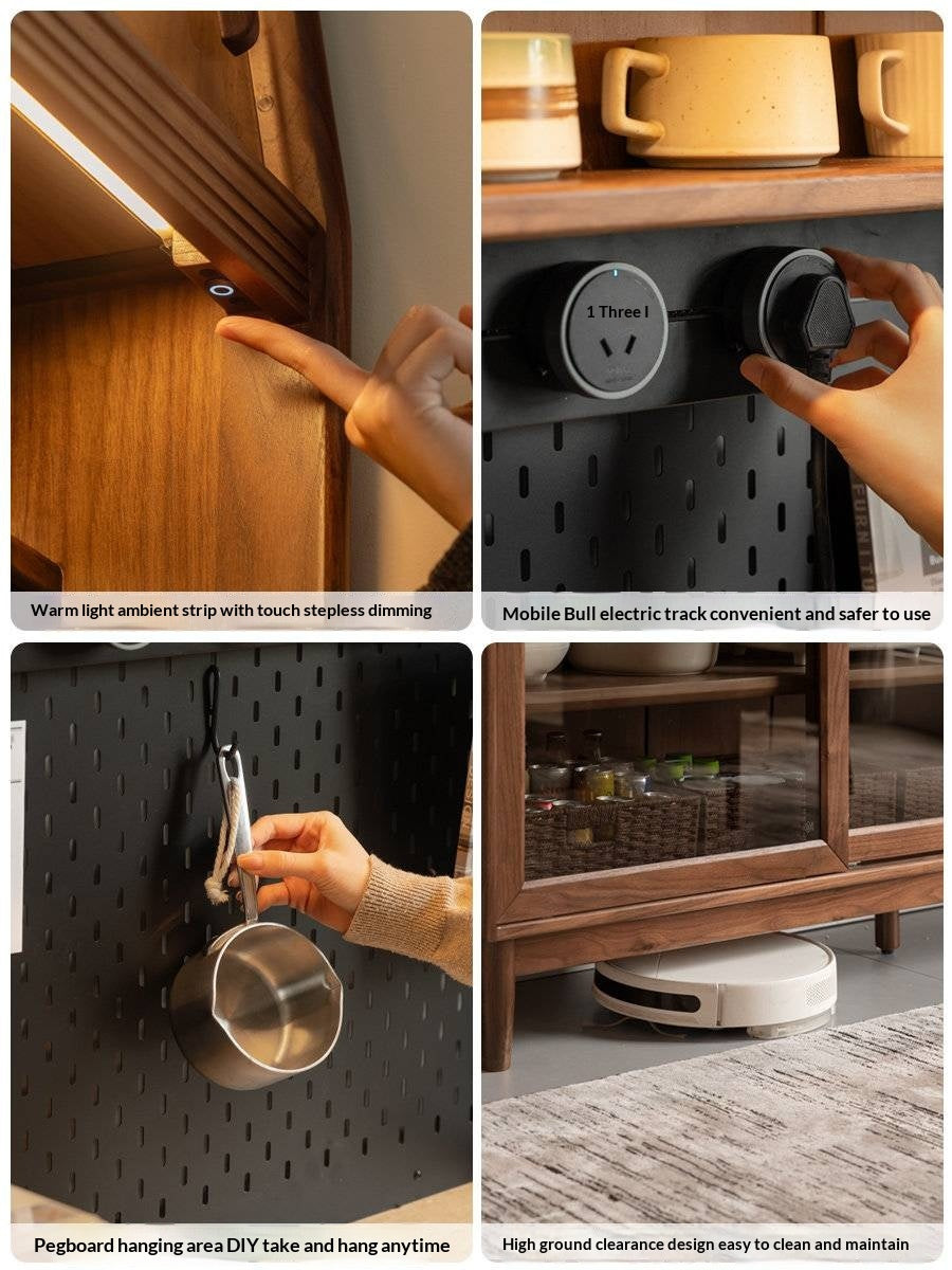 Black Walnut Solid Wood Italian-Style Sideboard – Sleek Buffet Cabinet