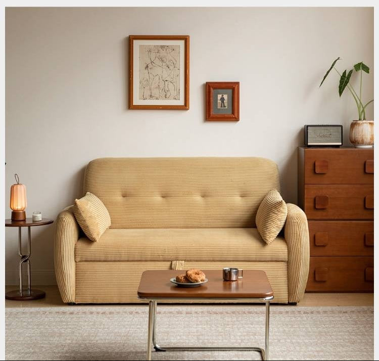 Corduroy Pull-Out Sleeper Loveseat with Storage