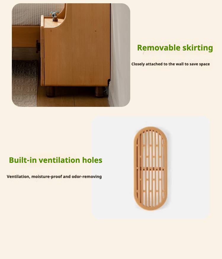 Beech Solid Wood Modern Kids Nightstand.