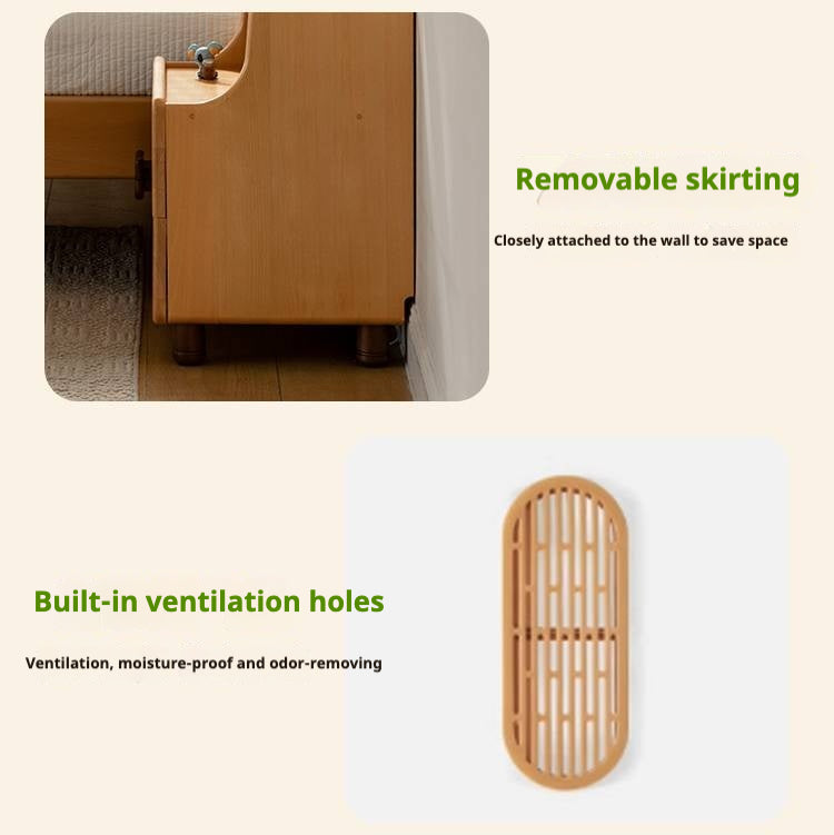 Beech Solid Wood Modern Kids Nightstand.