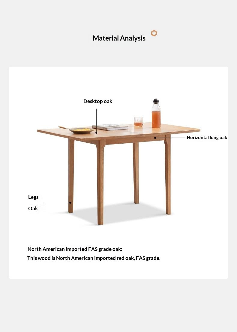 Oak Solid Wood Folding Small Dining Table