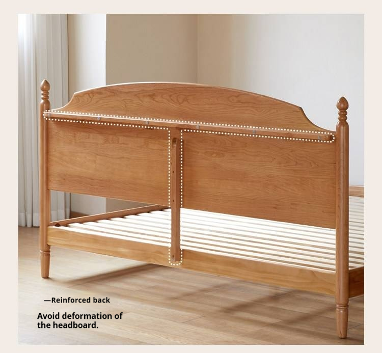 Cherry Solid Wood Bed — French Style Vintage Design
