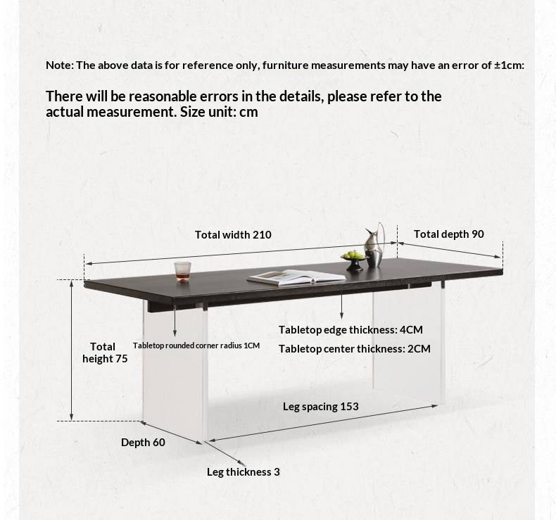 Ash Solid Wood Suspended wabi-sabi style black Dining Table