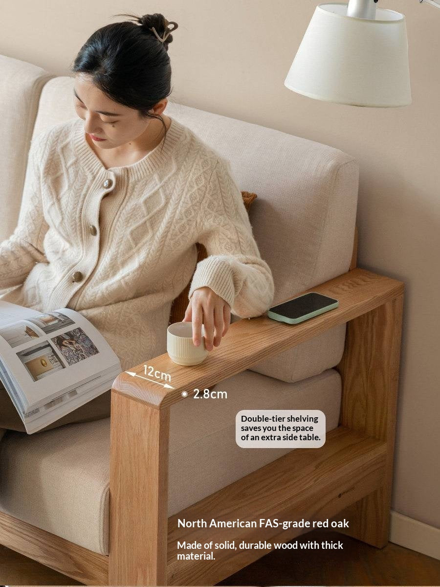 Oak Solid Wood Modern Fabric Sofa.