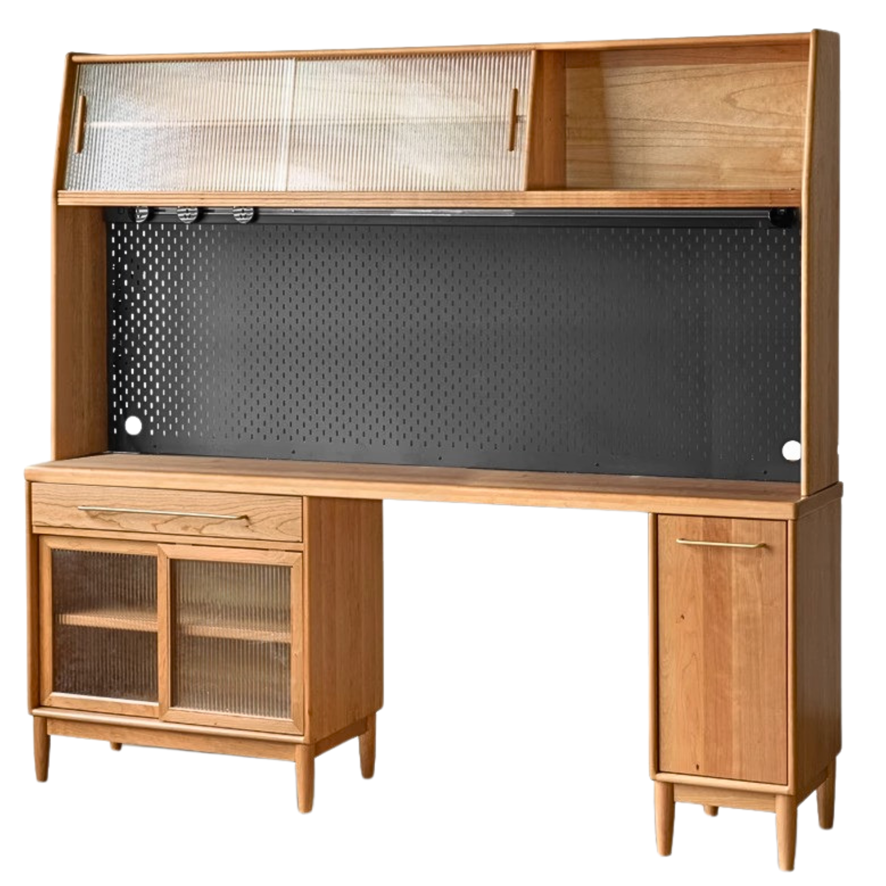 Cherry, Oak Solid Wood, Solid RubberWood Japanese Style Buffet Cabinet