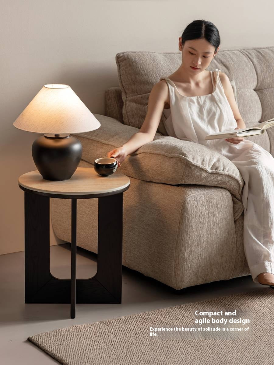 Black Walnut, Poplar Solid Wood Wabi-Sabi Style Rock Board Side Table