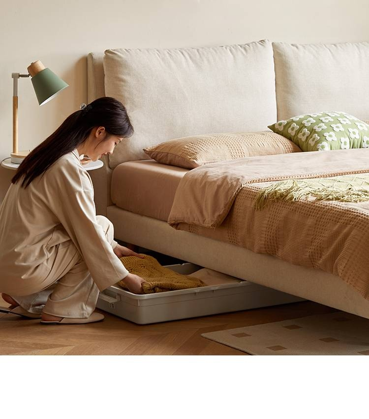 European Beech Solid Wood Bed Modern Simple