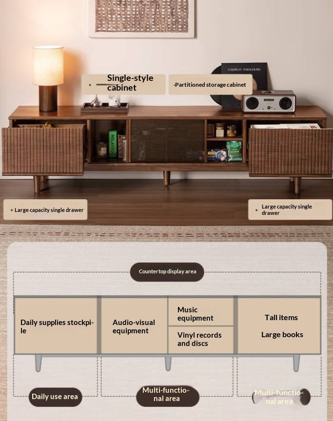 Black Walnut Solid Wood Modern TV Cabinet