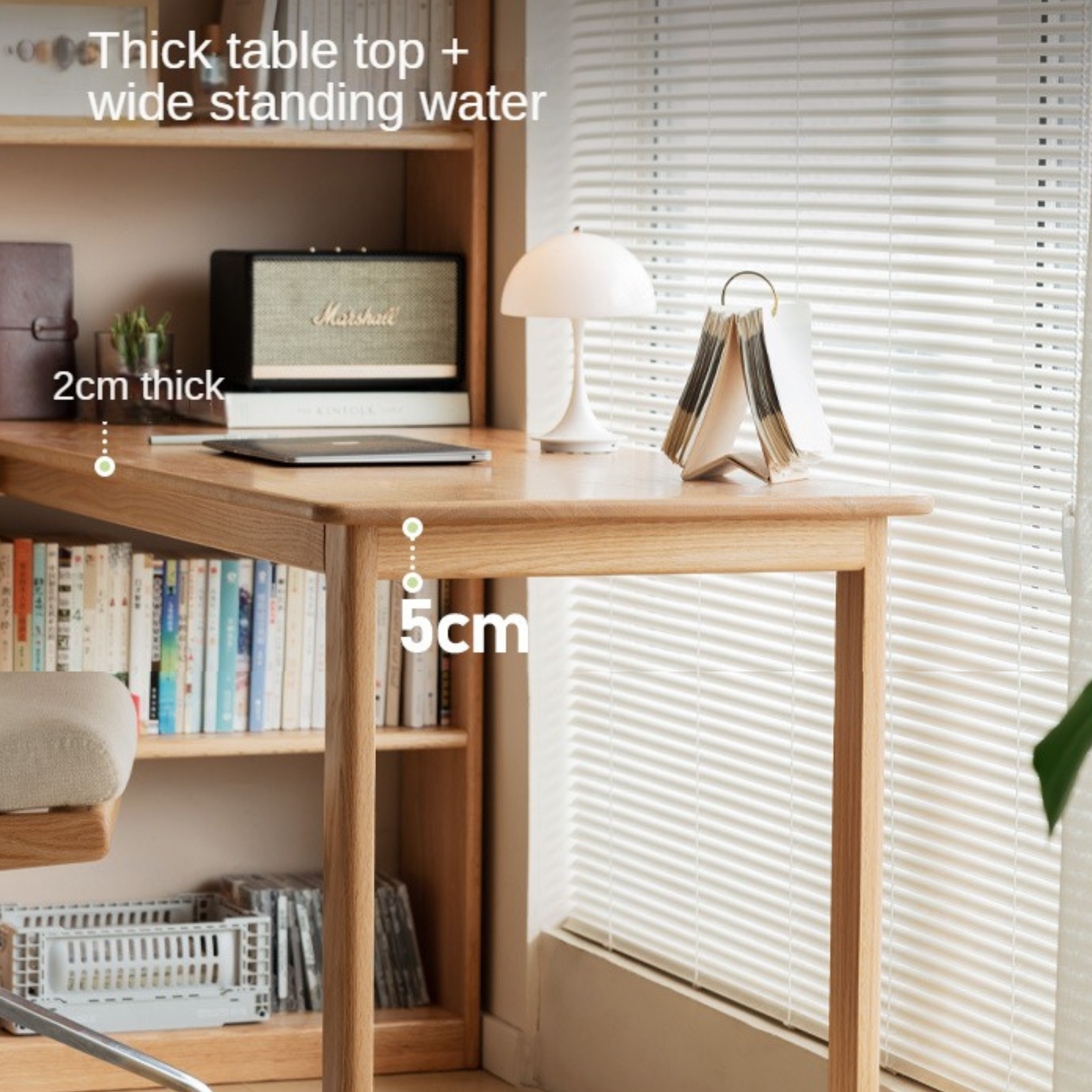 Oak Solid Wood Desk and Bookshelf Integrated Office Desk