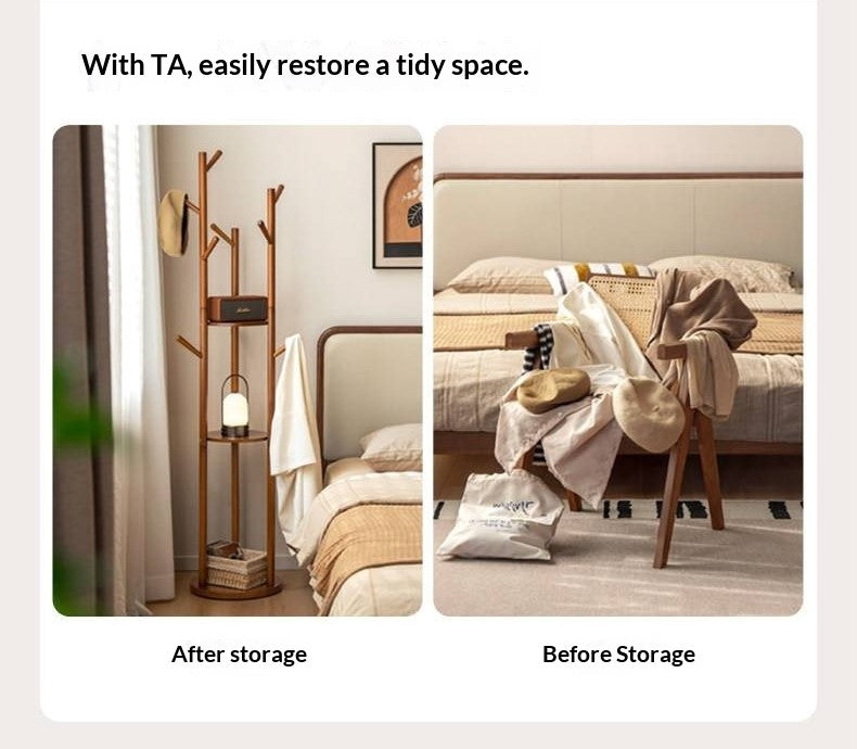 Solid Rubberwood Modern Minimalist Clothes Rack