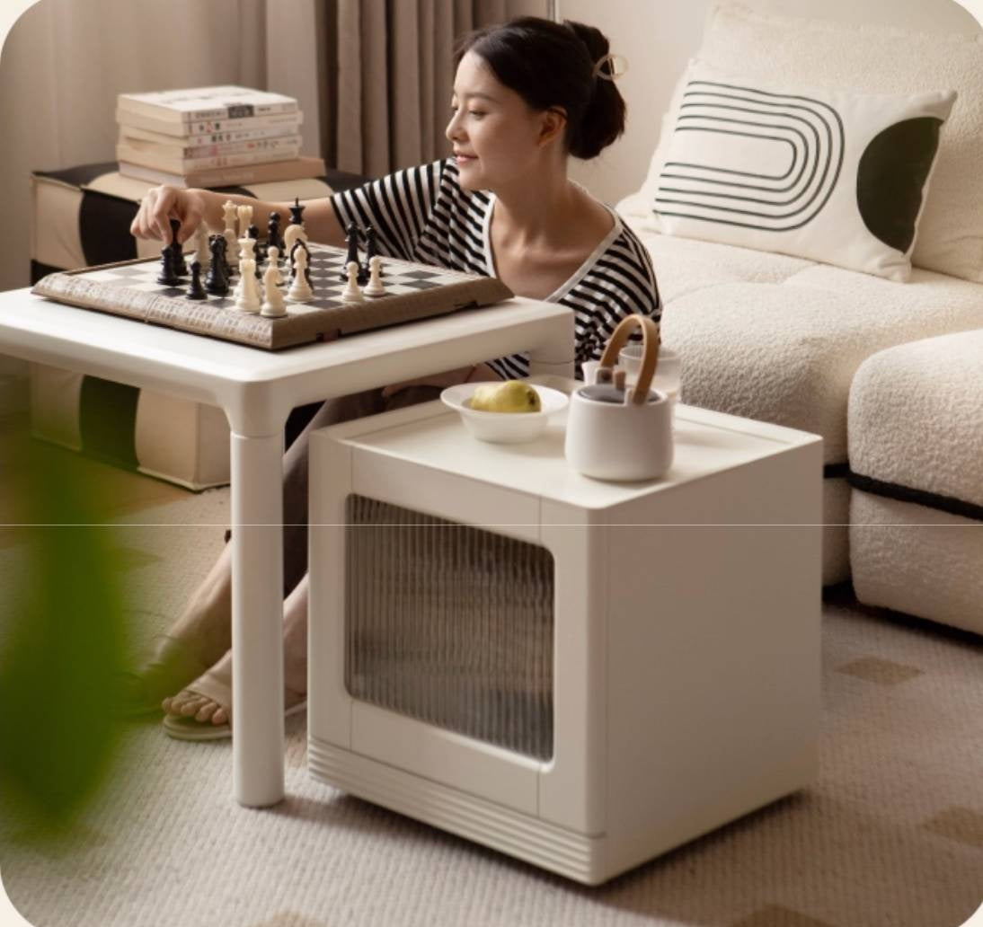 Poplar Solid Wood Cream Style Coffee Table Combination