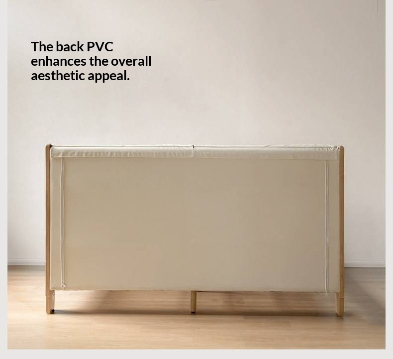 Oak Solid Wood Bed — Italian Light Luxury with White Genuine Leather and Soft Backrest