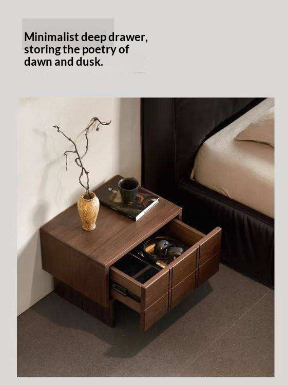 Black Walnut, Oak Wood Wabi-Sabi Style Nightstand