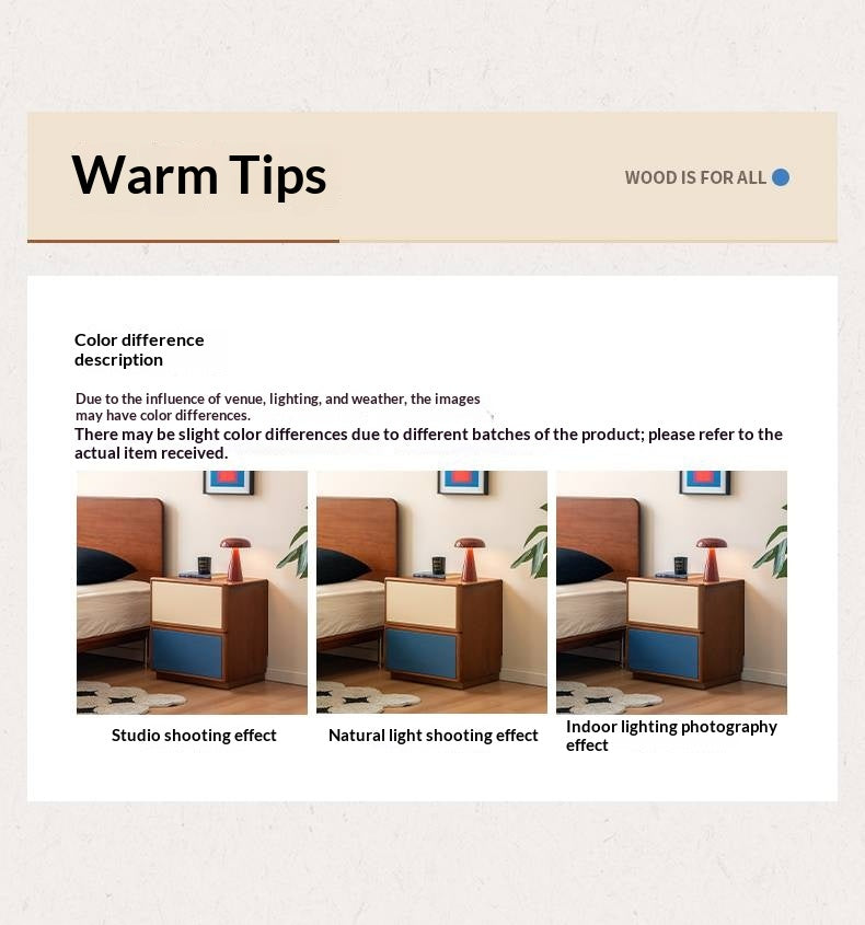 Poplar Solid Wood Bauhaus Style Nightstand