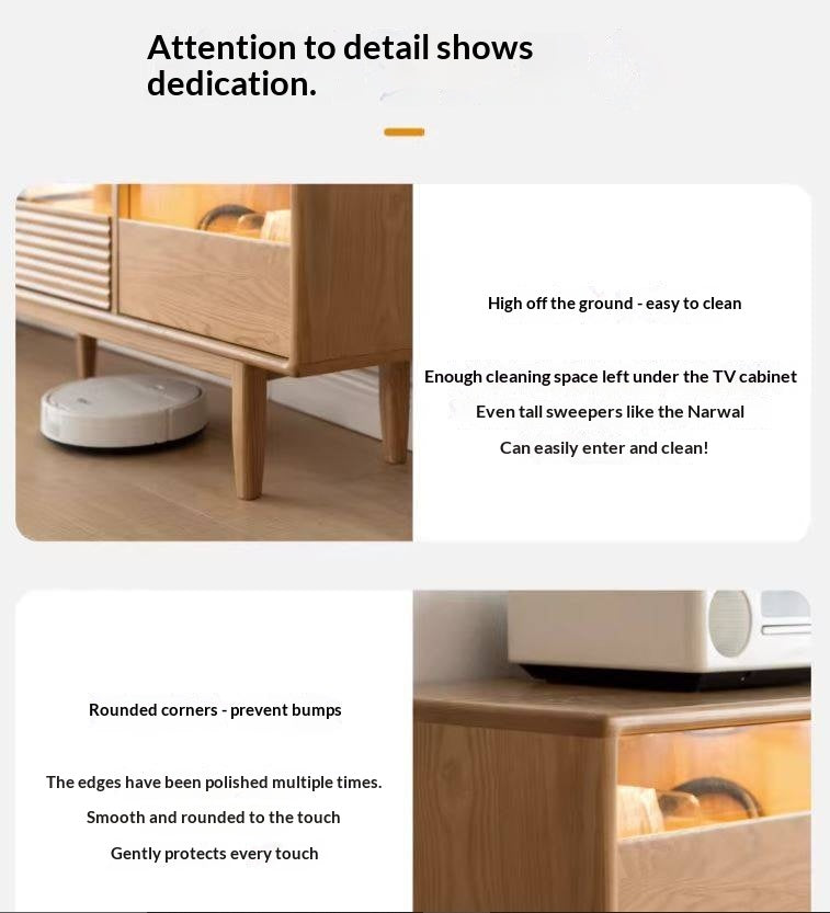 Ash Solid Wood Floor Modern Rock Board TV Cabinet.