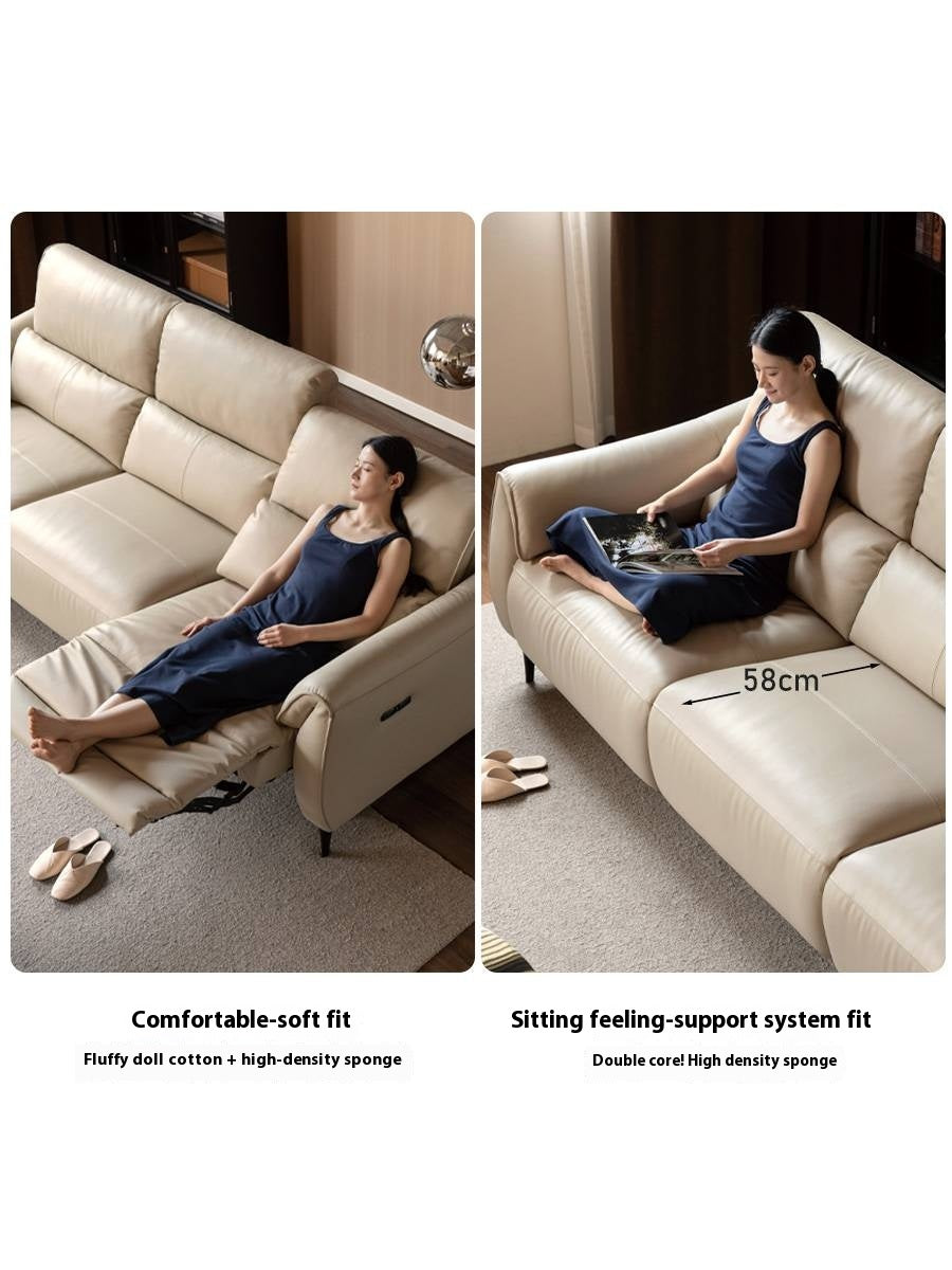 Leather Top Layer Cowhide Retractable Electric Sofa