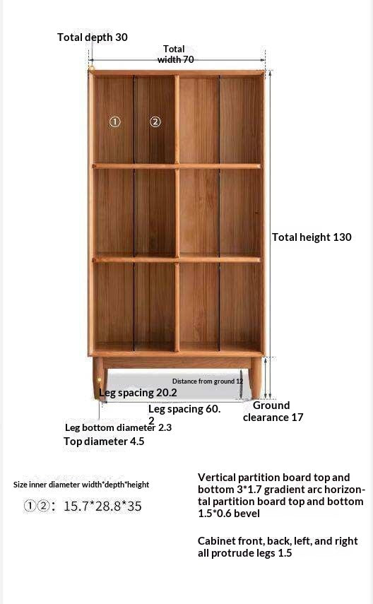Cherry, Oak Solid Wood Bookshelf Lattice Cabinet